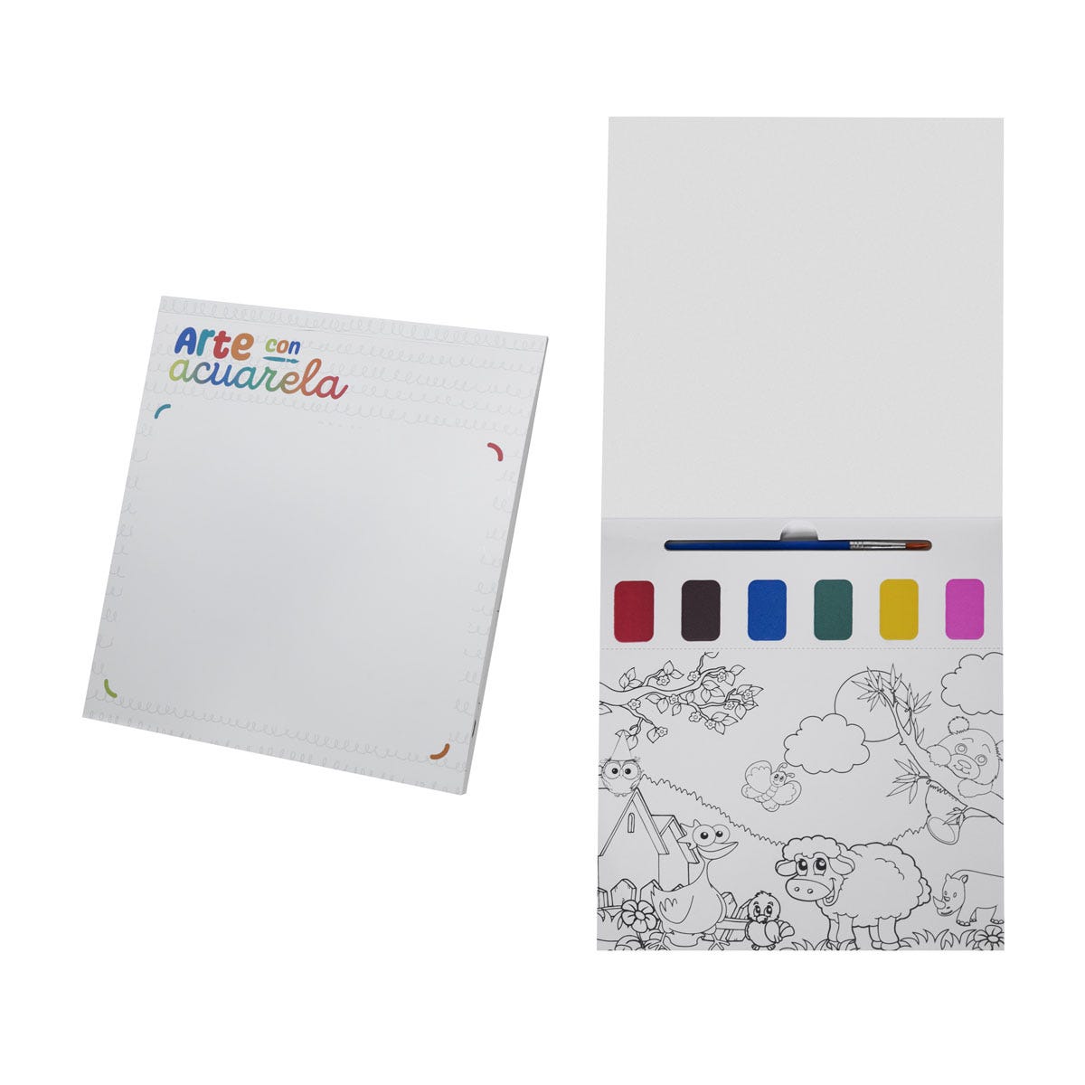 GM 045, Libreta con acuarelas KLIMPT. Libreta de dibujo con 10 páginas diferentes, acompañadas de una paleta de 6 colores de acuarela para dar vida a tus creaciones. Desde majestuosos animales, fascinantes peces y asombrosos dinosaurios. Incluye pincel para acuarela.