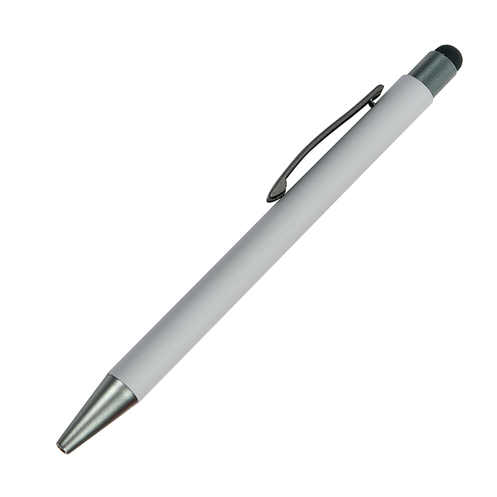 BL-112, Bolígrafo touch fabricado en aluminio con cubierta rubber, tinta de escritura negra.