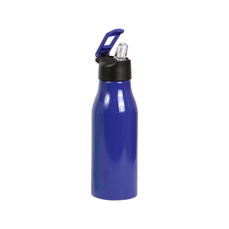 TE-186, Botella de aluminio con revestimiento de color en el exterior con terminado brillante. Popote contraible y tapa de plástico. Capacidad de 650 ml. (22 onzas). Fabricado en materiales de grado alimenticio libre de BPA.