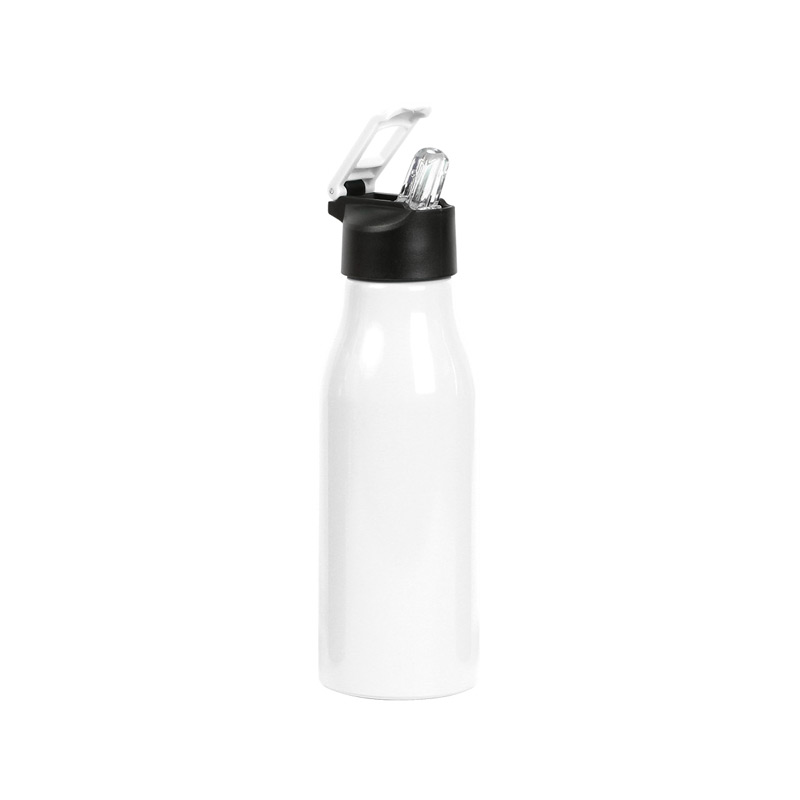 TE-186, Botella de aluminio con revestimiento de color en el exterior con terminado brillante. Popote contraible y tapa de plástico. Capacidad de 650 ml. (22 onzas). Fabricado en materiales de grado alimenticio libre de BPA.